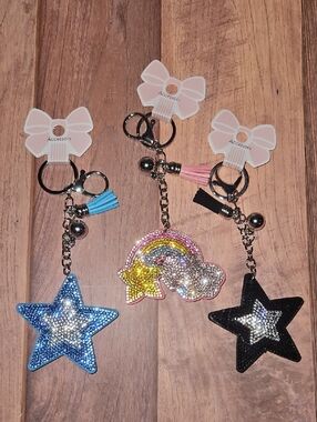 Rhinestow Rainbow & Star Keychains Nwt